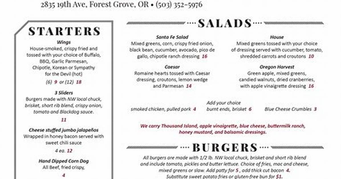 Discovering the Black Dog Menu: a Culinary Journey